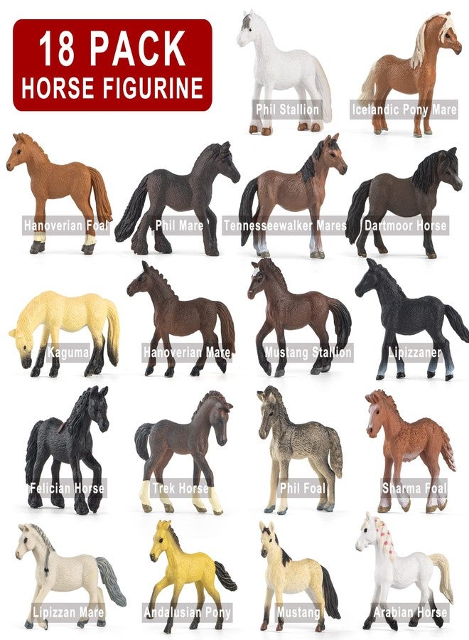 Divwa 18 Pcs Plastic Miniature Realistic Pony Horse Toy Figurine Farm Animal Toy Gift for Boy Girl, Premium Horse Party Favor Decoration Cake Topper Birthday Pinata - Image 4